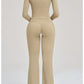 Women's Seamless Yoga Set Long Sleeve Flared Leggings Activewear
