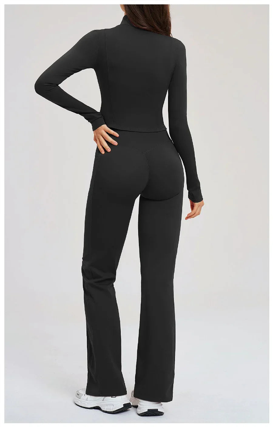 Women's Seamless Yoga Set Long Sleeve Flared Leggings Activewear