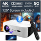 4K Projector 45000 Lumen LED 1080P 5G WiFi Bluetooth UHD Portable Home Theater