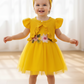 Infant Summer Floral Vest Mesh Dress Jacket Set with Hair Accessories