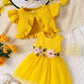 Infant Summer Floral Vest Mesh Dress Jacket Set with Hair Accessories