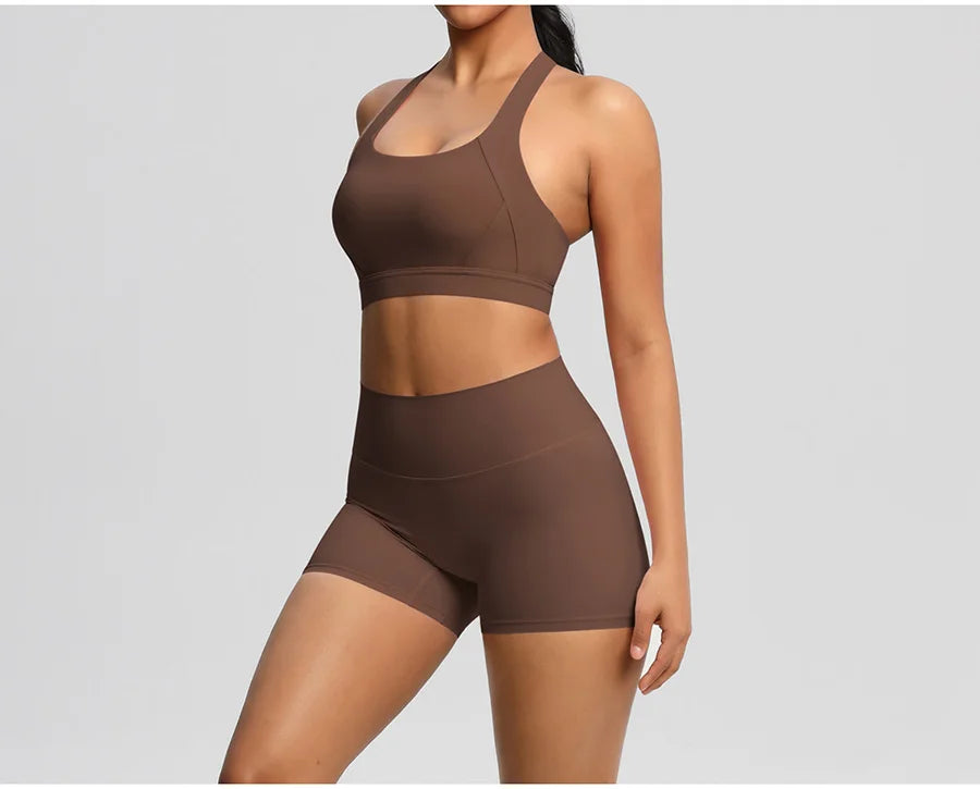 Women's Yoga Set Fitness Bra Push-Up Shorts Activewear