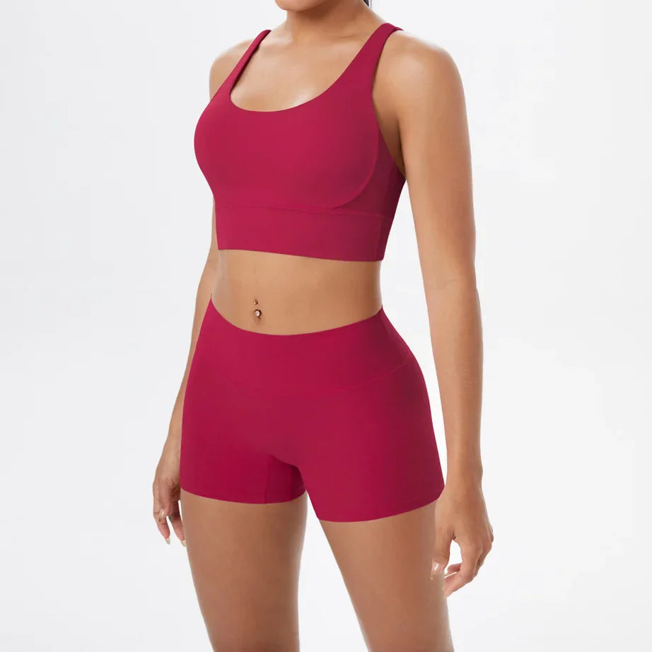 Women's Yoga Set Fitness Bra Push-Up Shorts Activewear