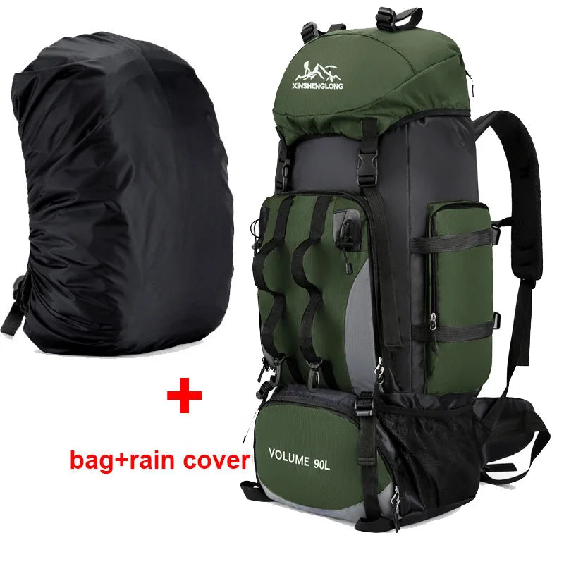 90L Waterproof Hiking Camping Backpack Large Capacity Rucksack