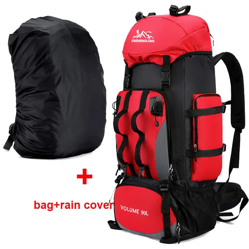 90L Waterproof Hiking Camping Backpack Large Capacity Rucksack