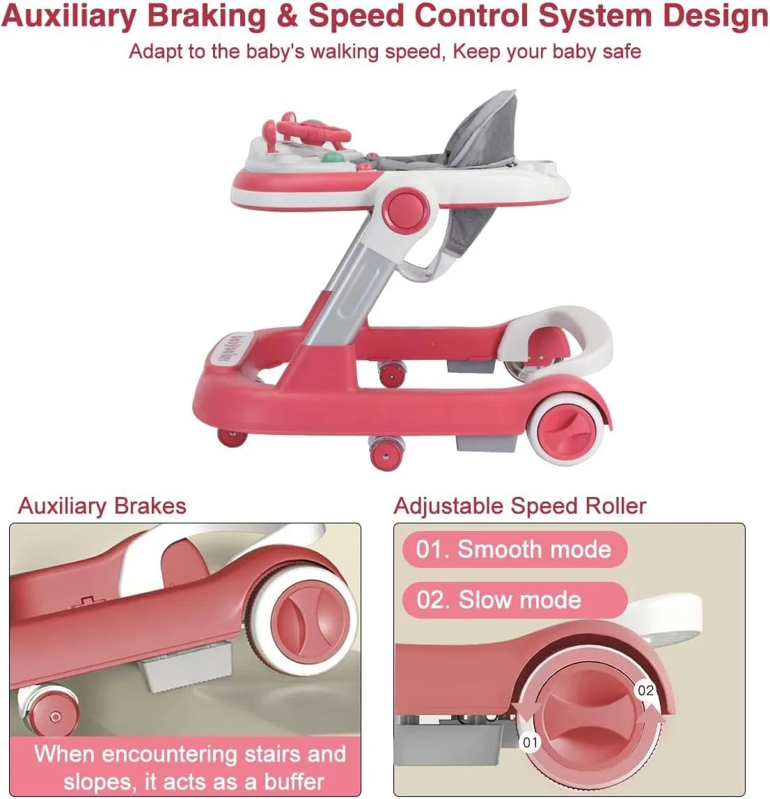 Ubravoo 2-In-1 Baby Walker With Removable Feeding Tray