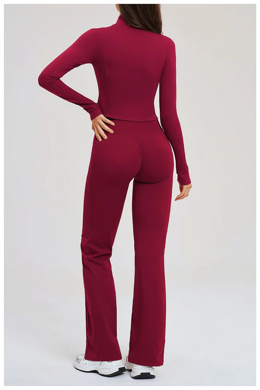Women's Seamless Yoga Set Long Sleeve Flared Leggings Activewear