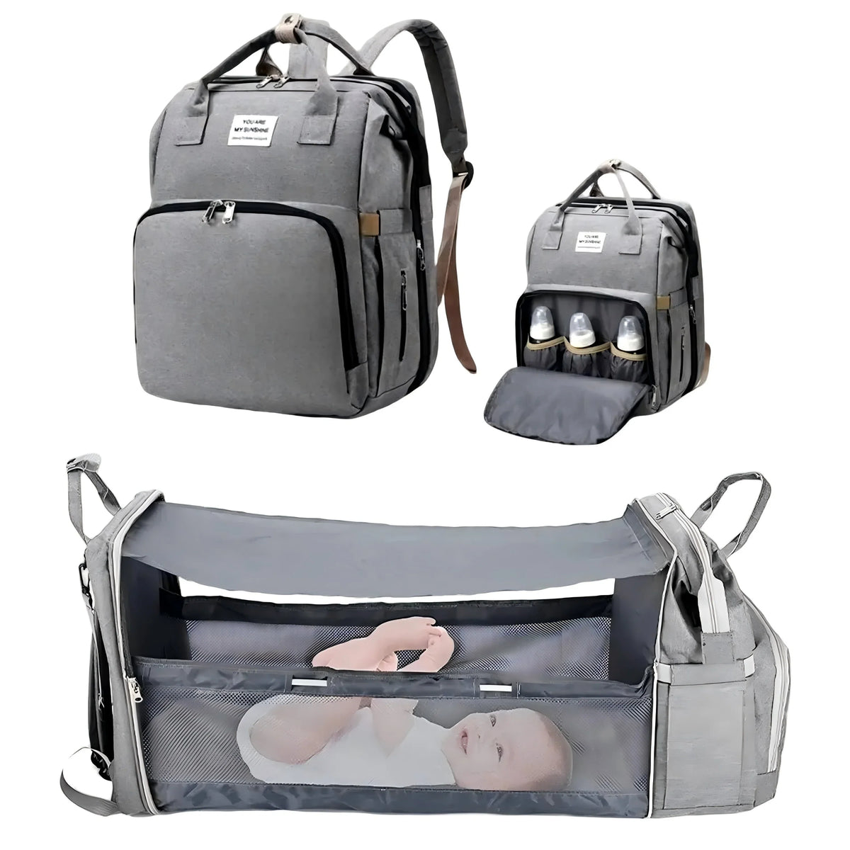 3 In 1 Diaper Bag Backpack Foldable Baby Bed Waterproof Travel Bag with USB Charge Diaper Bag Backpack with Changing Bed 3 types