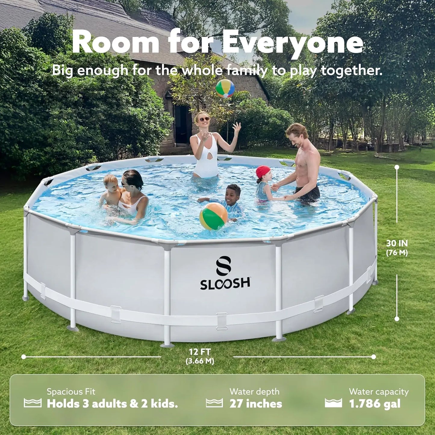 Joyfy Round Outdoor Above Ground Pool Set With Filter Pump