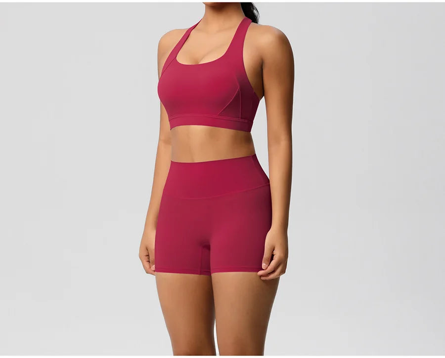 Women's Yoga Set Fitness Bra Push-Up Shorts Activewear