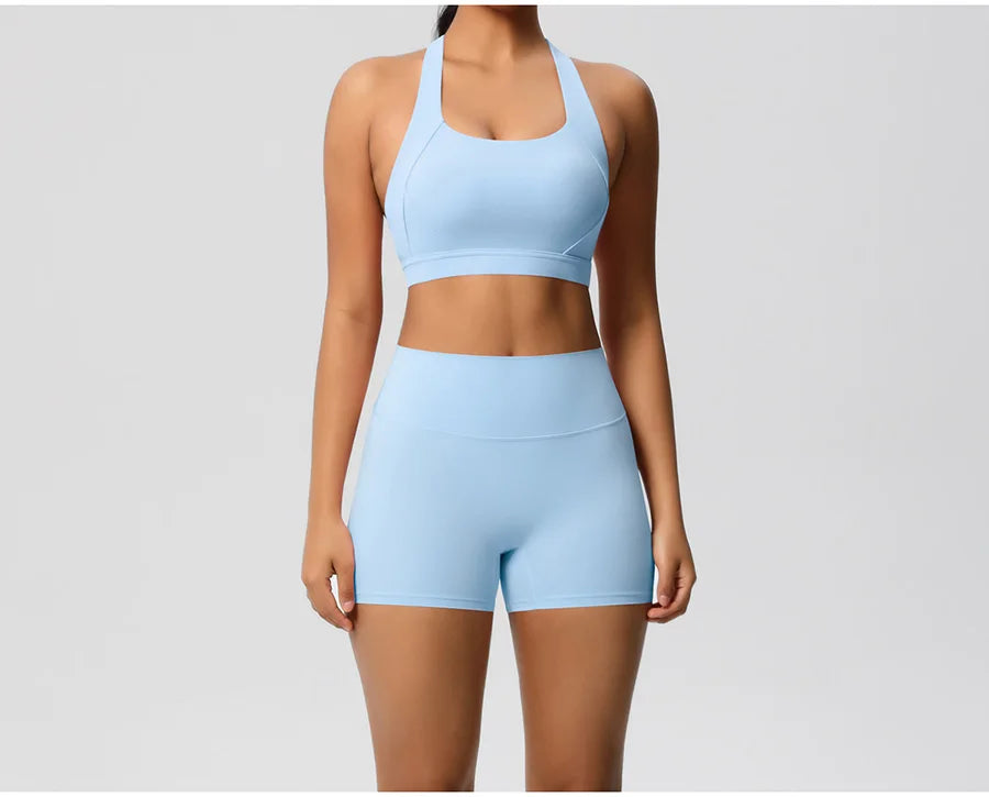 Women's Yoga Set Fitness Bra Push-Up Shorts Activewear