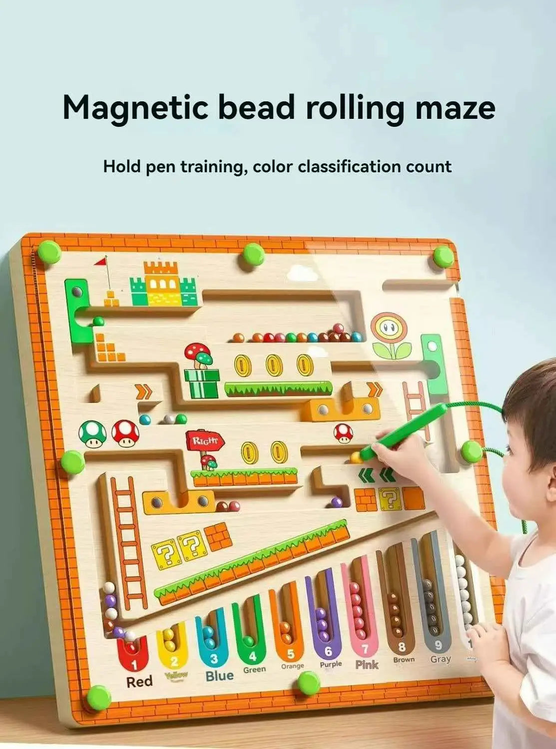 Children's Magnetic Maze Walking Ball Baby Concentration Training, Writing Logic Thinking 3 year Old Early Education Puzzle To
