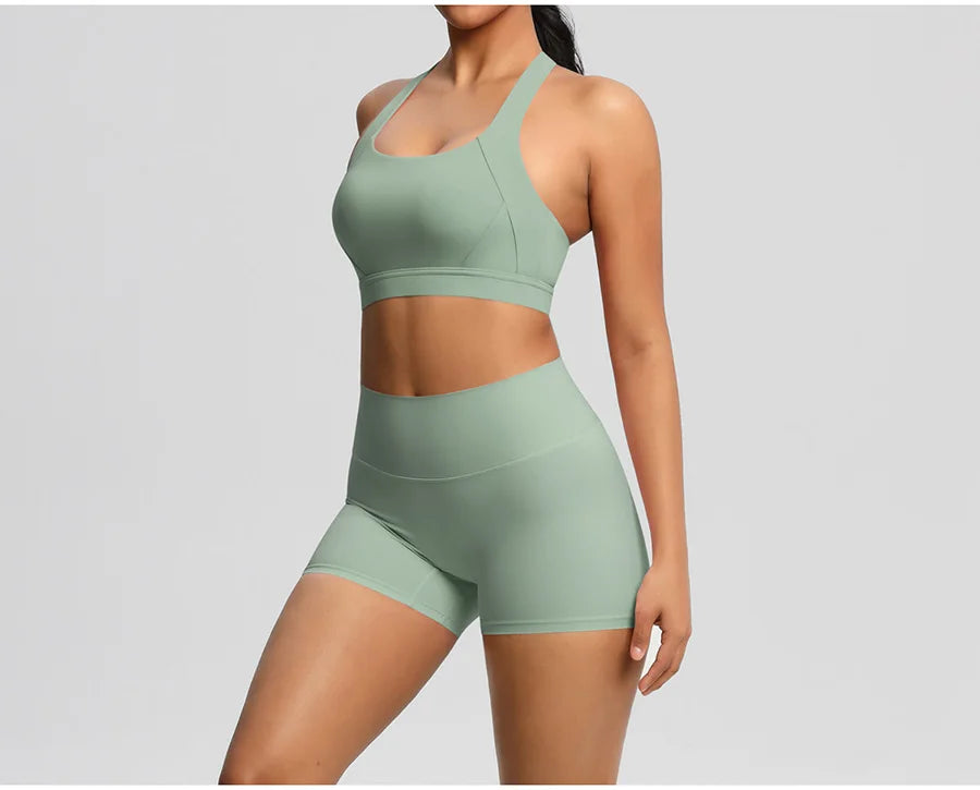 Women's Yoga Set Fitness Bra Push-Up Shorts Activewear
