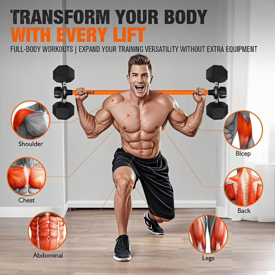 Dumbbell to Barbell Converter Weightlifting Bar