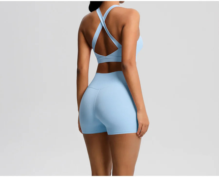 Women's Yoga Set Fitness Bra Push-Up Shorts Activewear