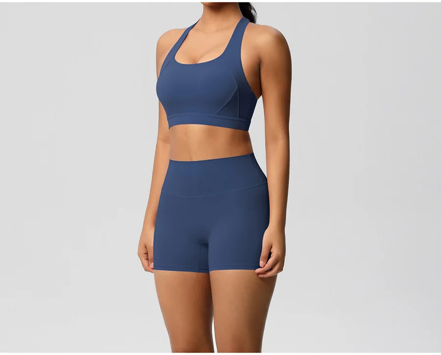 Women's Yoga Set Fitness Bra Push-Up Shorts Activewear