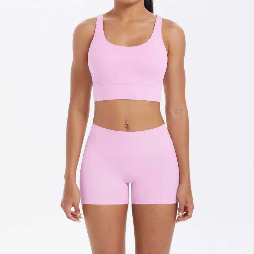 Women's Yoga Set Fitness Bra Push-Up Shorts Activewear