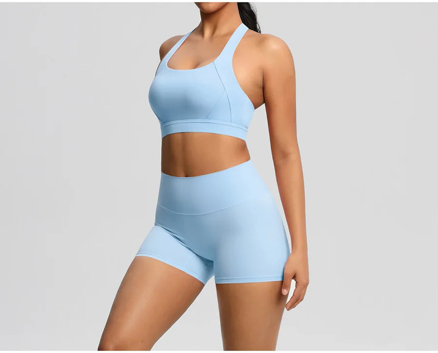 Women's Yoga Set Fitness Bra Push-Up Shorts Activewear