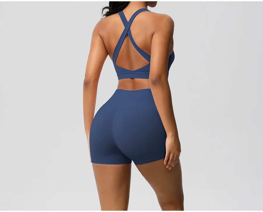 Women's Yoga Set Fitness Bra Push-Up Shorts Activewear