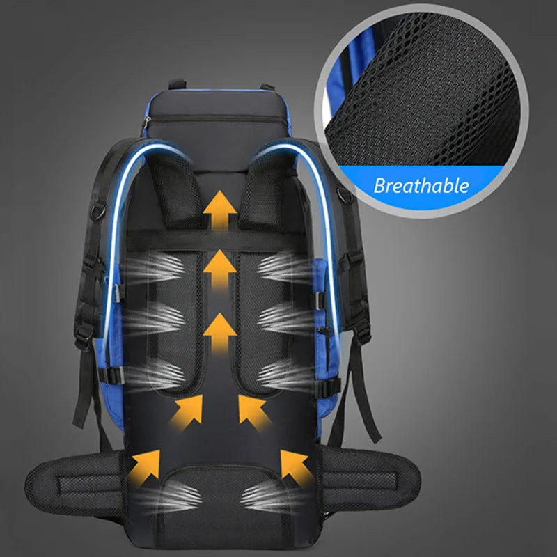 90L Waterproof Hiking Camping Backpack Large Capacity Rucksack