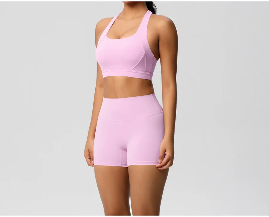 Women's Yoga Set Fitness Bra Push-Up Shorts Activewear