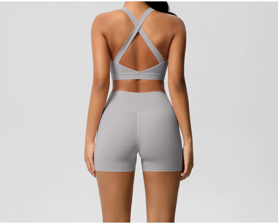 Women's Yoga Set Fitness Bra Push-Up Shorts Activewear
