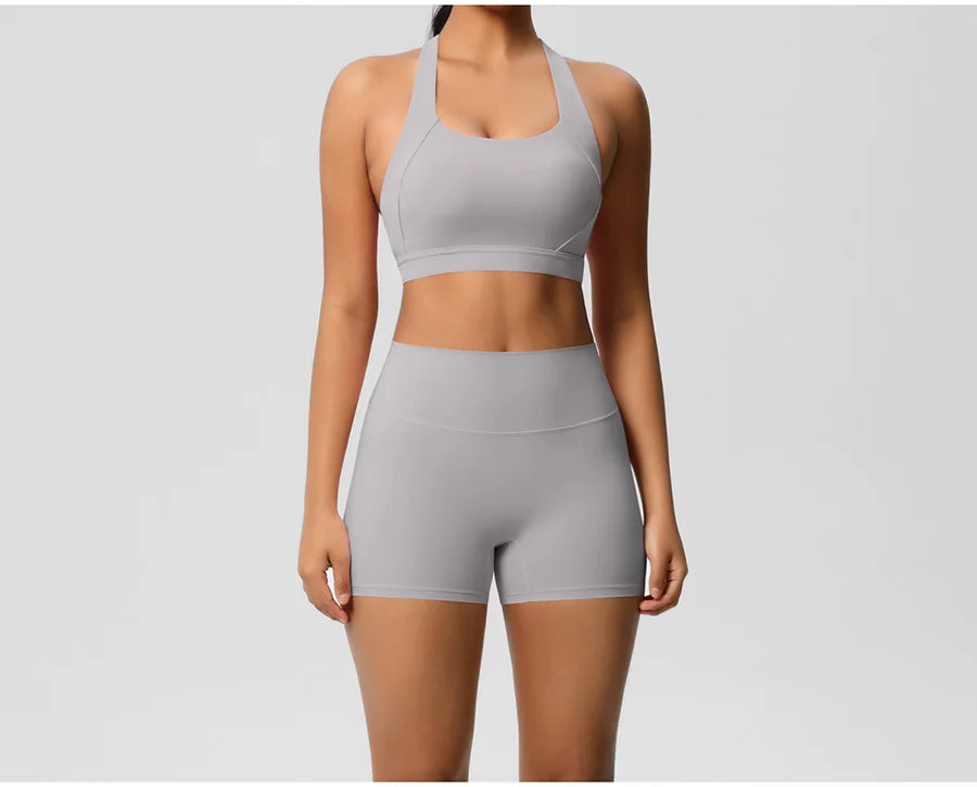Women's Yoga Set Fitness Bra Push-Up Shorts Activewear