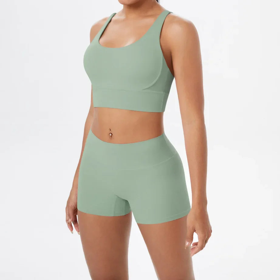 Women's Yoga Set Fitness Bra Push-Up Shorts Activewear
