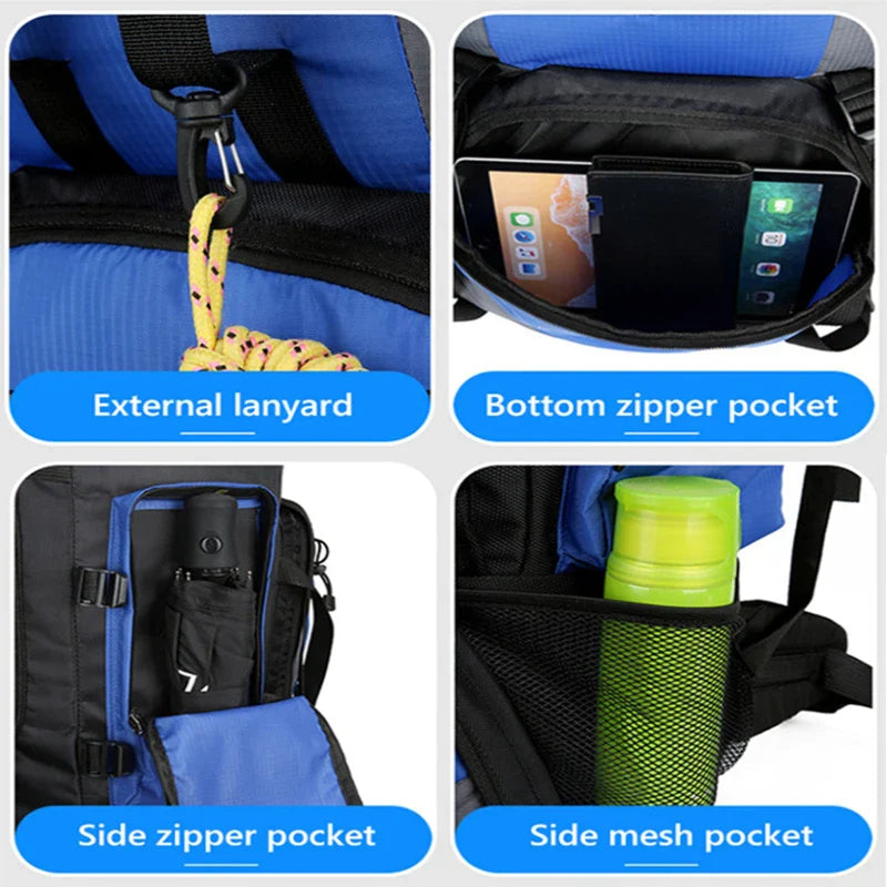 90L Waterproof Hiking Camping Backpack Large Capacity Rucksack