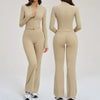 Women's Seamless Yoga Set Long Sleeve Flared Leggings Activewear