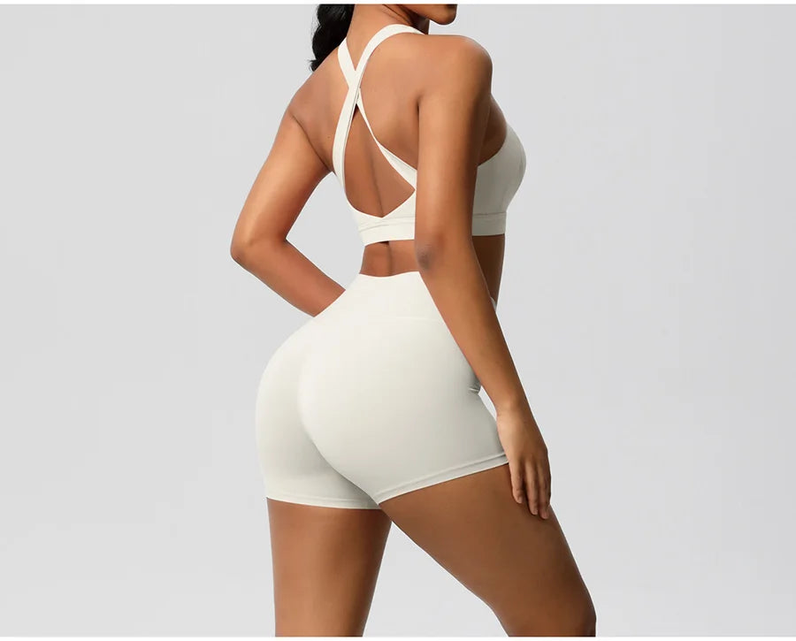 Women's Yoga Set Fitness Bra Push-Up Shorts Activewear
