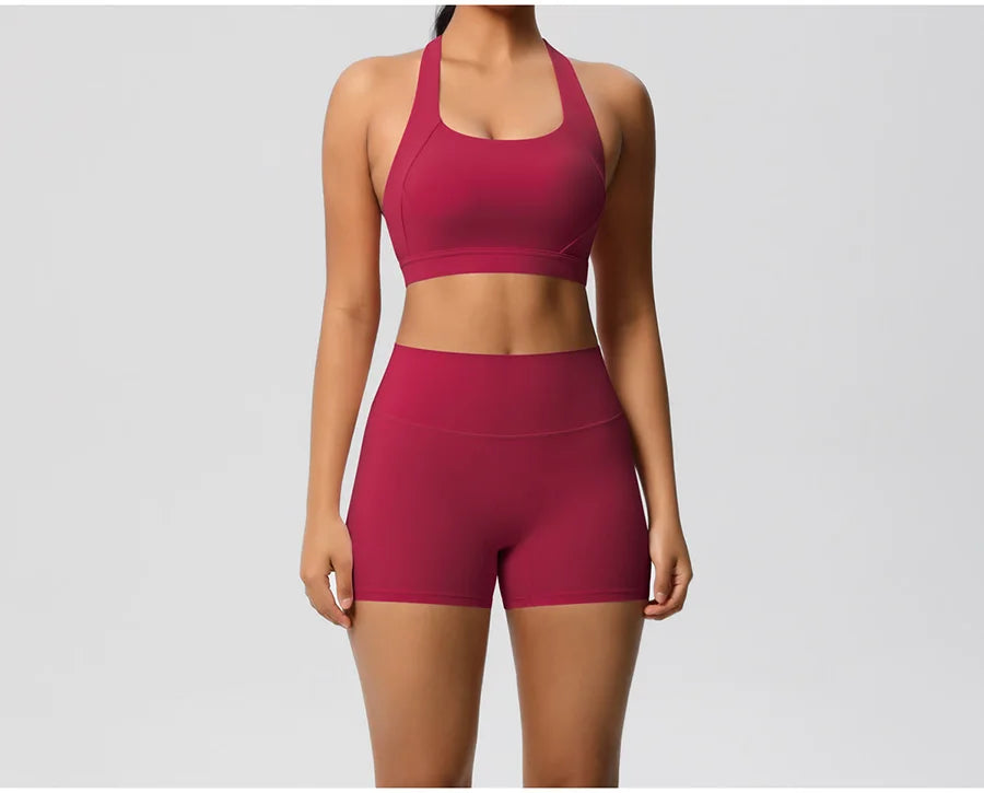 Women's Yoga Set Fitness Bra Push-Up Shorts Activewear