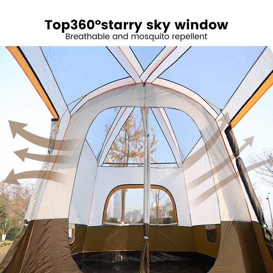 2025 Upgraded 4 Season Camping Tent 3-12 Person Waterproof Windproof Double Layer 2 Room Family Outdoor Backpacking Equipment