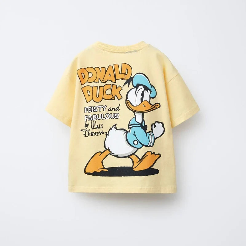 Mickey TShirt 2025 Summer Loose Casual Base Shirt Pure Cotton Tees New Design Round Neck Tops Toddler Cartoon Short Sleeve