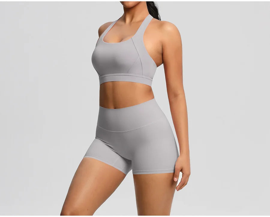Women's Yoga Set Fitness Bra Push-Up Shorts Activewear