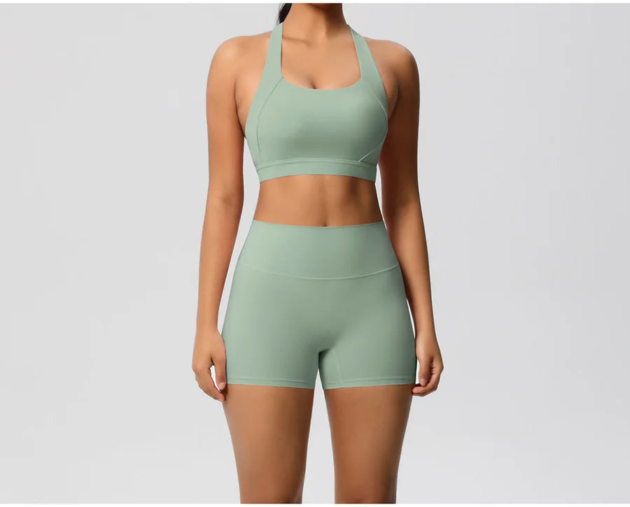 Women's Yoga Set Fitness Bra Push-Up Shorts Activewear