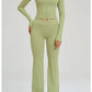 Women's Seamless Yoga Set Long Sleeve Flared Leggings Activewear