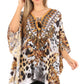 Stylish Rhinestone Lace-Up V-Neck Women's Caftan Poncho Cover-Up by Sakkas Aymee