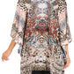 Stylish Rhinestone Lace-Up V-Neck Women's Caftan Poncho Cover-Up by Sakkas Aymee
