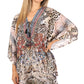 Stylish Rhinestone Lace-Up V-Neck Women's Caftan Poncho Cover-Up by Sakkas Aymee