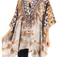 Stylish Rhinestone Lace-Up V-Neck Women's Caftan Poncho Cover-Up by Sakkas Aymee