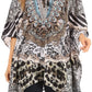 Stylish Rhinestone Lace-Up V-Neck Women's Caftan Poncho Cover-Up by Sakkas Aymee