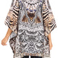 Stylish Rhinestone Lace-Up V-Neck Women's Caftan Poncho Cover-Up by Sakkas Aymee