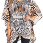Stylish Rhinestone Lace-Up V-Neck Women's Caftan Poncho Cover-Up by Sakkas Aymee