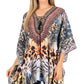 Stylish Rhinestone Lace-Up V-Neck Women's Caftan Poncho Cover-Up by Sakkas Aymee