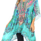 Stylish Rhinestone Lace-Up V-Neck Women's Caftan Poncho Cover-Up by Sakkas Aymee
