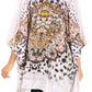 Stylish Rhinestone Lace-Up V-Neck Women's Caftan Poncho Cover-Up by Sakkas Aymee