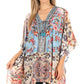 Stylish Rhinestone Lace-Up V-Neck Women's Caftan Poncho Cover-Up by Sakkas Aymee