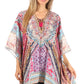 Stylish Rhinestone Lace-Up V-Neck Women's Caftan Poncho Cover-Up by Sakkas Aymee