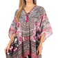 Stylish Rhinestone Lace-Up V-Neck Women's Caftan Poncho Cover-Up by Sakkas Aymee